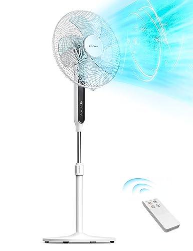 PELONIS Standventilator Leise mit Fernbedienung, 16 Zoll DC Motor Ventilator mit 85° Oszilation, Höhenverstellbar, 12 Geschwindigkeitsstufen, 12H Timer, 35W Kraftvoller Luftzirkulation