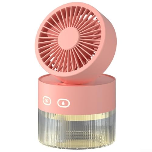 350ml USB Luftbefeuchter und Ventilator mit Nachtlicht für eine erfrischende persönliche Umgebung (Rosa)