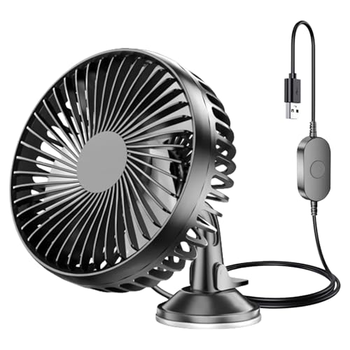 BORDEAG Auto Kfz Ventilator, Auto Ventilator, Elektroauto-Ventilatoren, 360 ° Drehbarer 12V, Tragbarer Mini Ventilator, 3 Geschwindigkeiten, Fan Einfach Zu Tragen für Lkw Und Im Freien