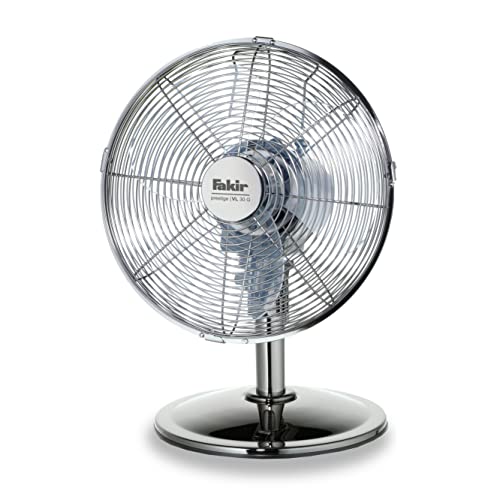 Fakir prestige Ventilator VL 30 G – Tischventilator mit 75° Drehung, 3 Stufen, Leiser Ventilator für Gästezimmer, Wohnzimmer & Büro, 45 Watt, Silber