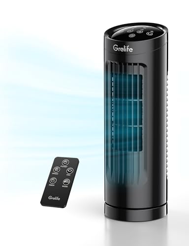 Grelife, 85° Oszillierend, Leiser 3 Windgeschwindigkeiten und Modi, Tischventilator geeignet für Büro, Schlafzimmer, Wohnzimmer