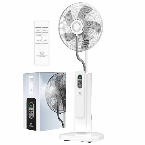 KESSER® Stand Frosty Wasser Ultraschall Sprühnebel Wasserkühlung, inkl. Fernbedienung Timer Funktion, Luftbefeuchter Leise, Nebelfunktion,, Weiß