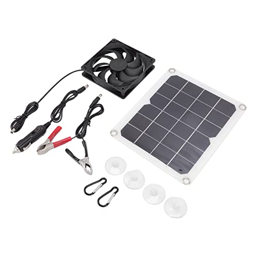 ANKROYU 10W Solarpanel Lüfter Kit Hochgeschwindigkeit 3000 U/min Solar Abgase Lüfter Tragbarer Kühllüfter für Greenhouse Pet Silicon Kunststoff Lüfter Set Lüfter
