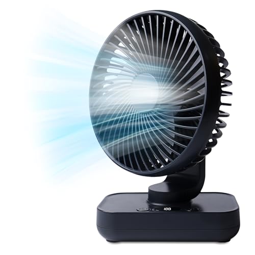 Tischventilator USB Ventilator Desk Fan Leise Schreibtischventilator Kleiner Ventilator Wiederaufladbarer, Automatisch Oszillierend, 4 Geschwindigkeiten, LED-Digitalanzeige Für Zuhause Büro Camping