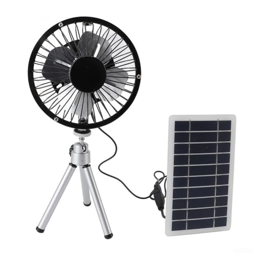 SPORTARC 10W Outdoor Solar Powered Camping Fan Portable Solar Power Fan Adjustable 4 Inch Solar USB Dual Powered Fan with Telescopic Stand