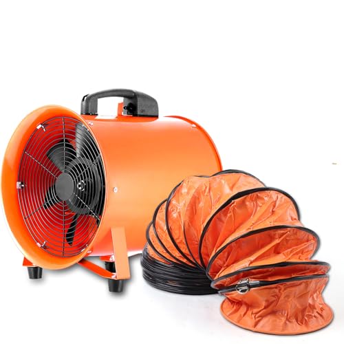 Bauventilator ø250mm Axialgebläse Industrielüfter mit 10m Schlauch Baugebläse 2800r/min Axialgebläse Baugebläse 71db Geräuschpegel Baulüfter Gebläse