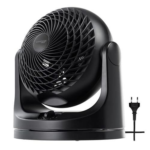 Iris Ohyama Woozoo, 23m², Ventilator, Schwarz, 3 Geschwindigkeiten, Oszillierend, leise, Table Fan, Tischventilator, Lüfter, Bodenventilator, tragbarer, Portable, Cooling, Desk Fan, PCF-MKM18