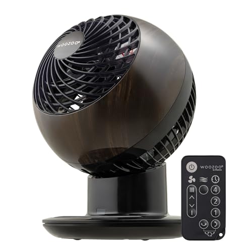 Iris Ohyama Woozoo, 30m², Ventilator, Schwarz Holz, 5 Geschwindigkeiten, Fernsteuerung, Oszillierend, leise, Table Fan, Tischventilator, Lüfter, Bodenventilator, tragbar, Portable, Cooling,