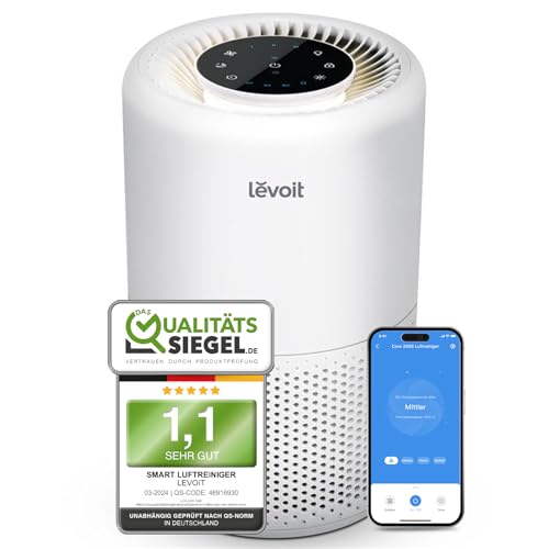 LEVOIT Luftreiniger HEPA Filter für Allergiker, Luftfilter gegen Schimmel Staub Pollen Gerüche, CADR 170m³/h bis zu 35? Raucherzimmer, Air Purifier Schlafmodus Nachtlicht Timer, App Steuerung