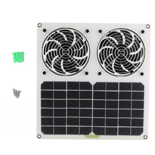 Solar Panel angetriebener Lüfter 12 -Zoll Dual -Lüfter 100W Solar Abgase Fan für Hühnerhaus Gewächshaus Abs Monokristalline Silicon 28x30x3cm