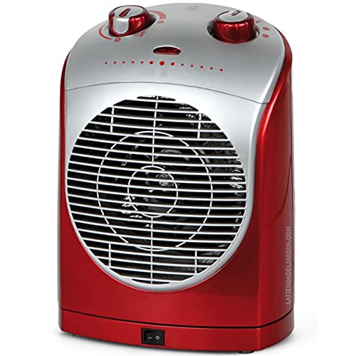 Suinga Oszillierender Heizlüfter 90°, Farbe: Rot, zwei Leistungsstufen: 1100 W-2200 W, einstellbare Temperatur, Kaltluft (Ventilator)
