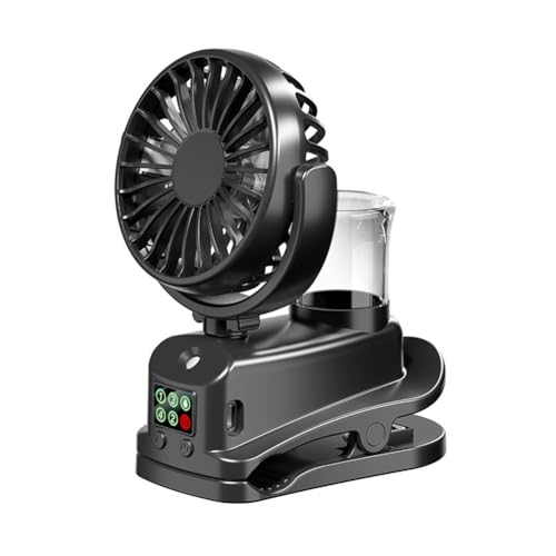 Koolenry Tragbarer Luftbefeuchter Ventilator Sprühnebler Luftbefeuchter Ventilator 360° Drehbarer Clip-Ventilator Schwarz